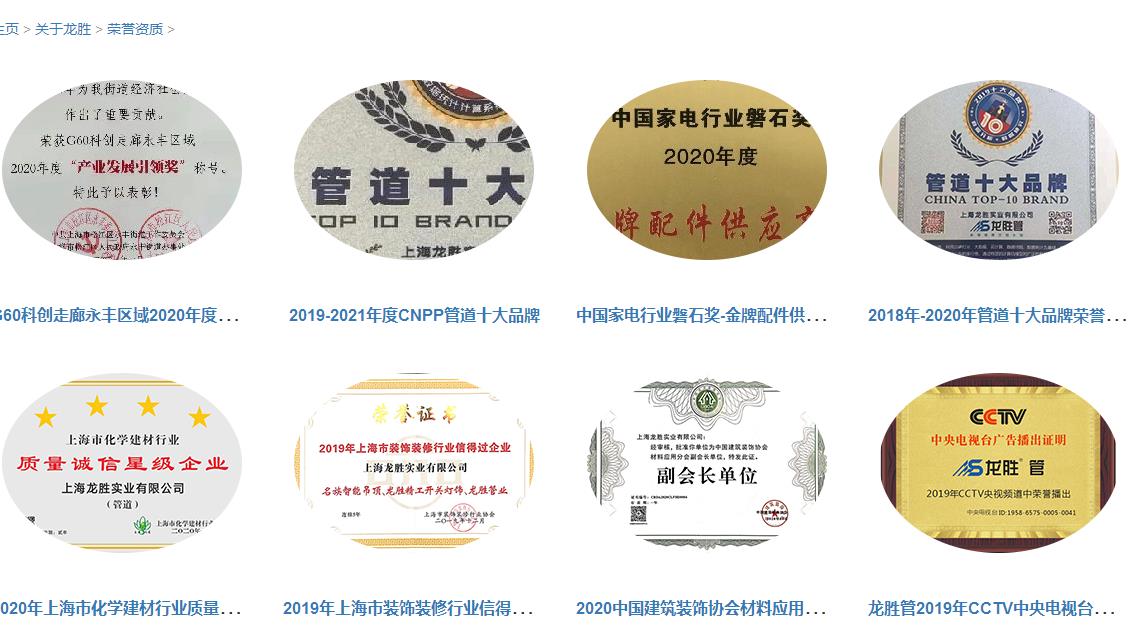 龍勝管道排行證書有嗎？不止有，而且還有很多！